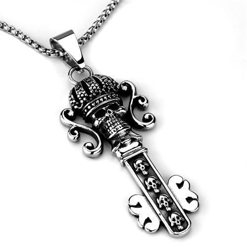 TK1984 - High polished (no plating) Stainless Steel Necklace with No Stone-2