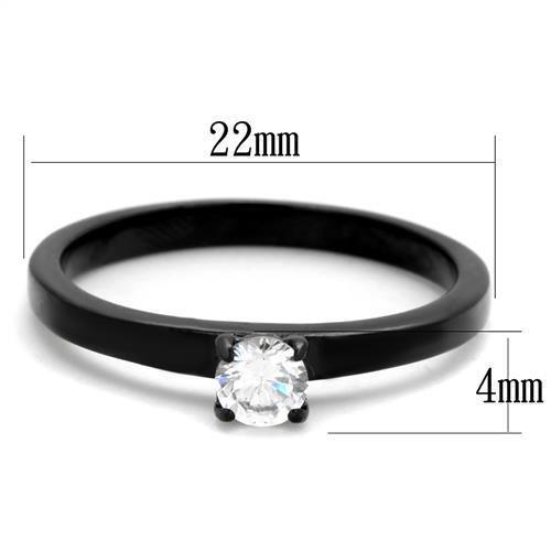 TK2016 - IP Black(Ion Plating) Stainless Steel Ring with AAA Grade CZ  in Clear-1