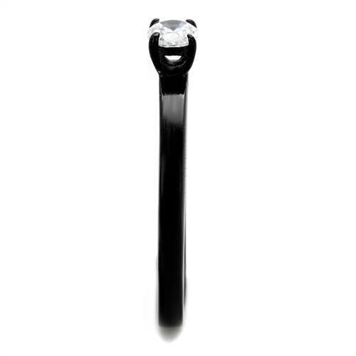 TK2016 - IP Black(Ion Plating) Stainless Steel Ring with AAA Grade CZ  in Clear-3