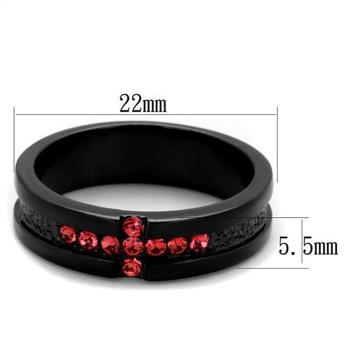 TK2017 - IP Black(Ion Plating) Stainless Steel Ring with Top Grade Crystal  in Rose-1