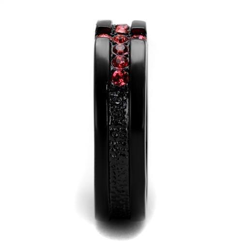 TK2017 - IP Black(Ion Plating) Stainless Steel Ring with Top Grade Crystal  in Rose-3