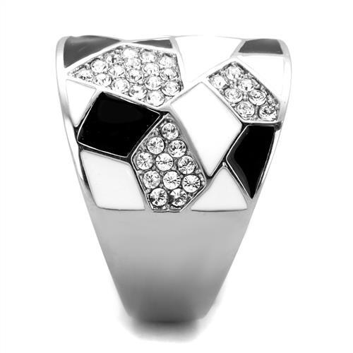 TK2024 - High polished (no plating) Stainless Steel Ring with Top Grade Crystal  in Clear-3