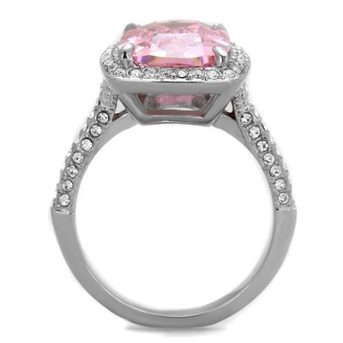 TK2027 - High polished (no plating) Stainless Steel Ring with AAA Grade CZ  in Rose-2