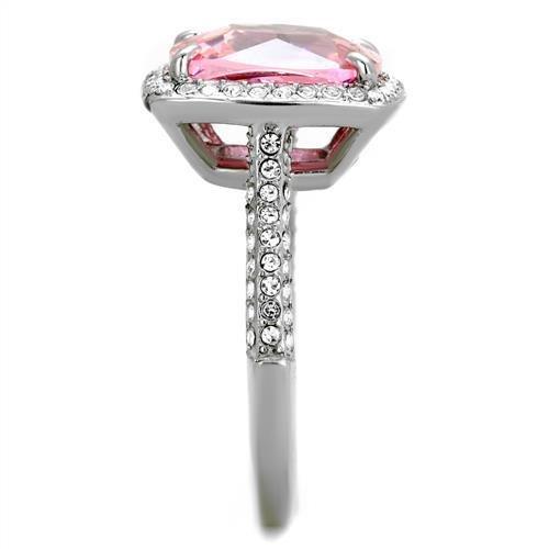 TK2027 - High polished (no plating) Stainless Steel Ring with AAA Grade CZ  in Rose-3