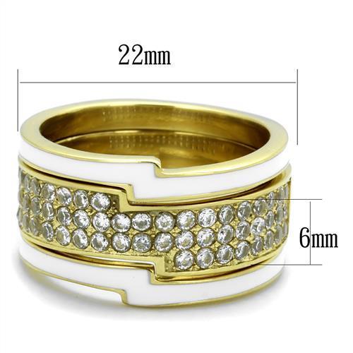 TK2035 - IP Gold(Ion Plating) Stainless Steel Ring with AAA Grade CZ  in Clear-1
