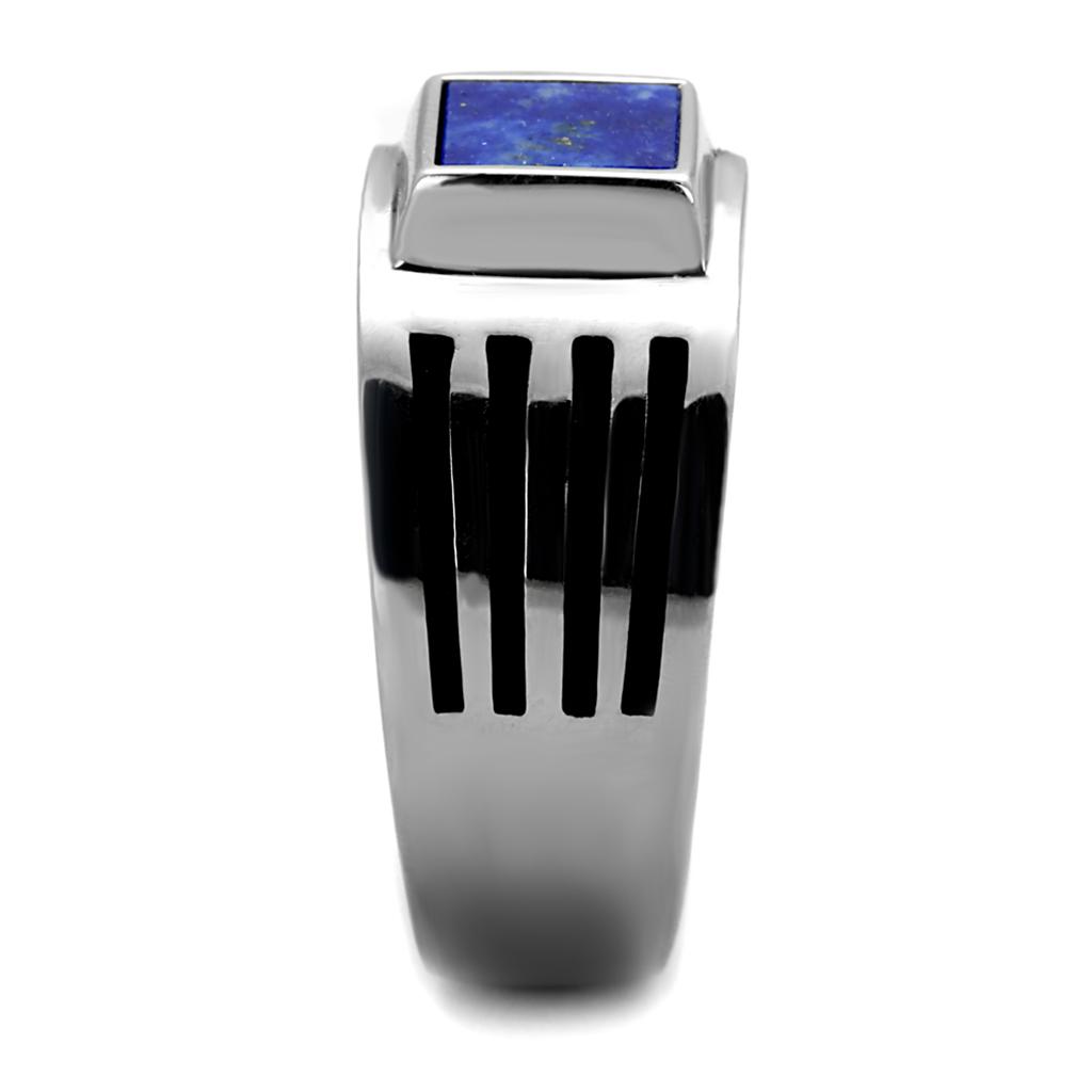 TK2047 - High polished (no plating) Stainless Steel Ring with Precious Stone Lapis in Montana-3