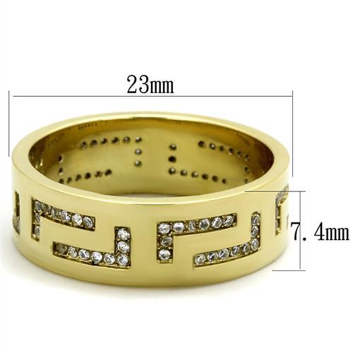 TK2051 - IP Gold(Ion Plating) Stainless Steel Ring with AAA Grade CZ  in Clear-1
