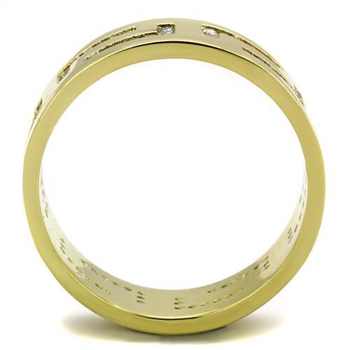 TK2051 - IP Gold(Ion Plating) Stainless Steel Ring with AAA Grade CZ  in Clear-2