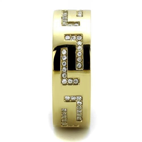 TK2051 - IP Gold(Ion Plating) Stainless Steel Ring with AAA Grade CZ  in Clear-3