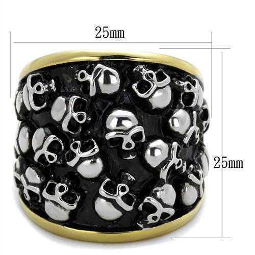 TK2057 - Two-Tone IP Gold (Ion Plating) Stainless Steel Ring with No Stone-1