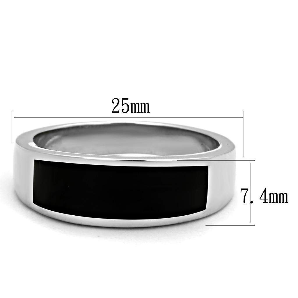 TK2062 - High polished (no plating) Stainless Steel Ring with Epoxy  in Jet-1