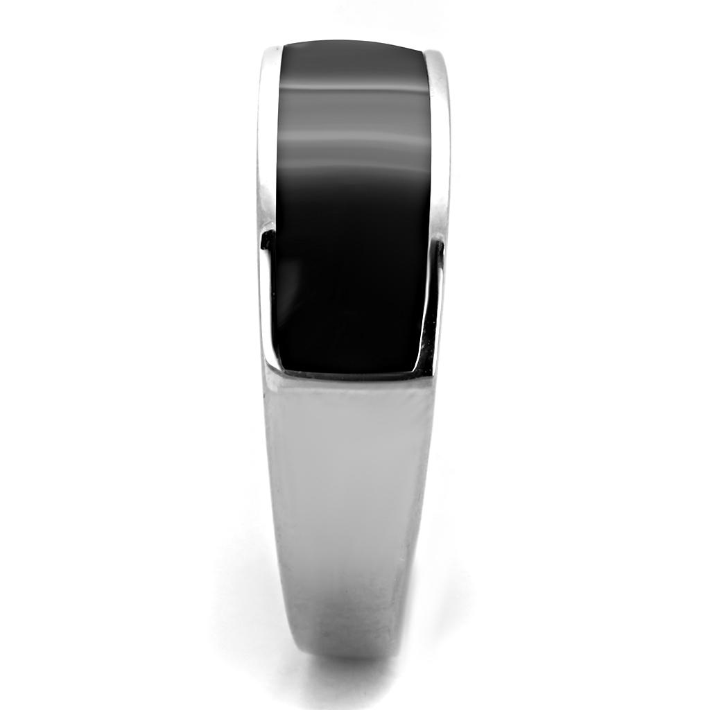 TK2062 - High polished (no plating) Stainless Steel Ring with Epoxy  in Jet-3