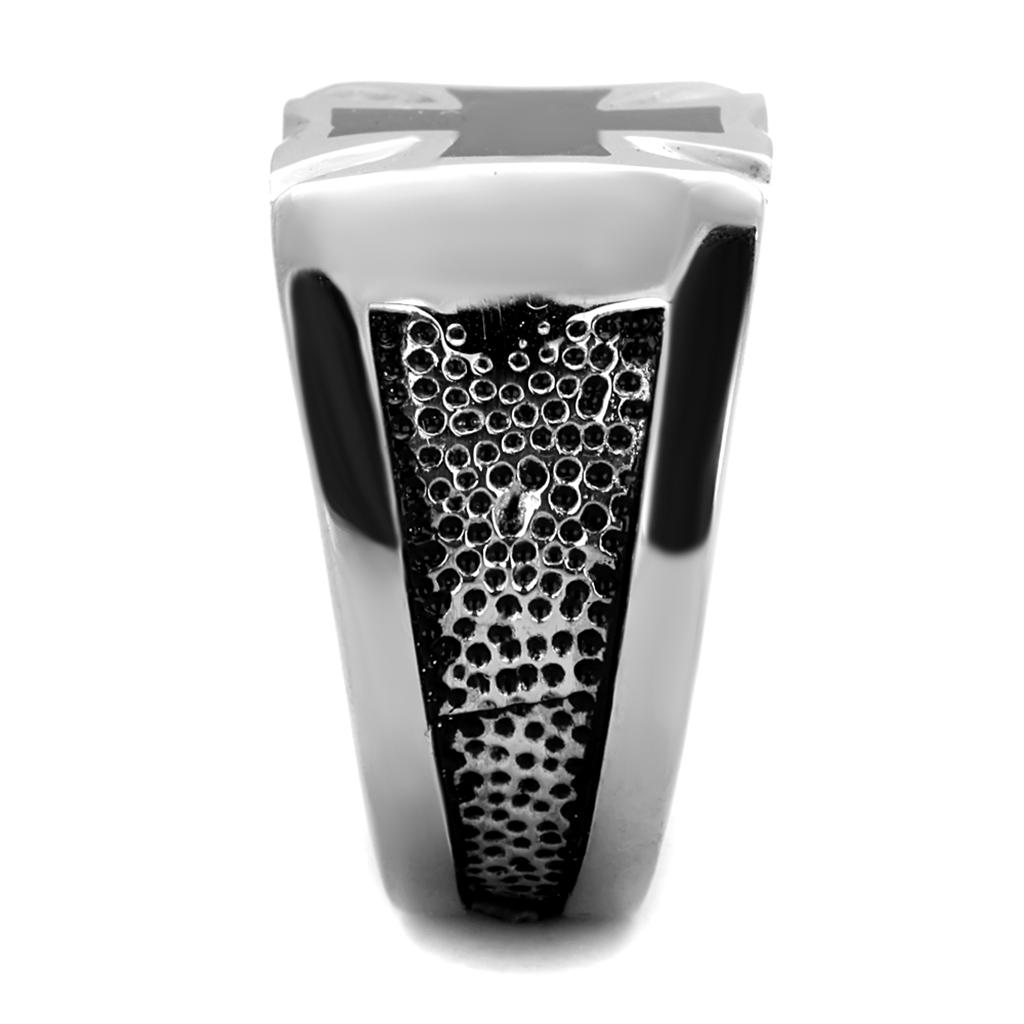TK2064 - High polished (no plating) Stainless Steel Ring with Epoxy  in Jet-3