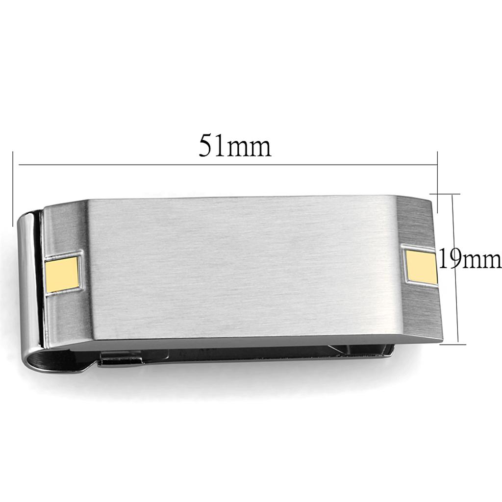 TK2069 - Two-Tone IP Gold (Ion Plating) Stainless Steel Money clip with No Stone-1