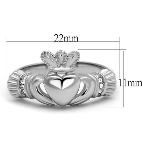TK2094 - High polished (no plating) Stainless Steel Ring with Top Grade Crystal  in Clear-1