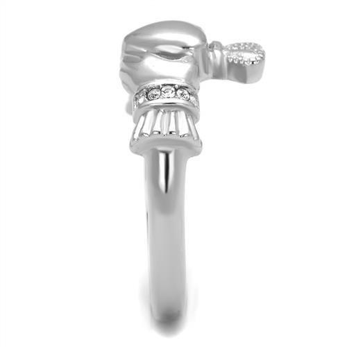 TK2094 - High polished (no plating) Stainless Steel Ring with Top Grade Crystal  in Clear-3