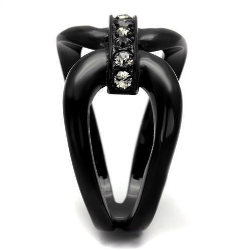 TK2098 - IP Black(Ion Plating) Stainless Steel Ring with Top Grade Crystal  in Black Diamond-3