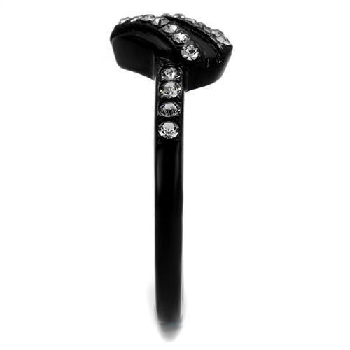 TK2100 - IP Black(Ion Plating) Stainless Steel Ring with Top Grade Crystal  in Black Diamond-3
