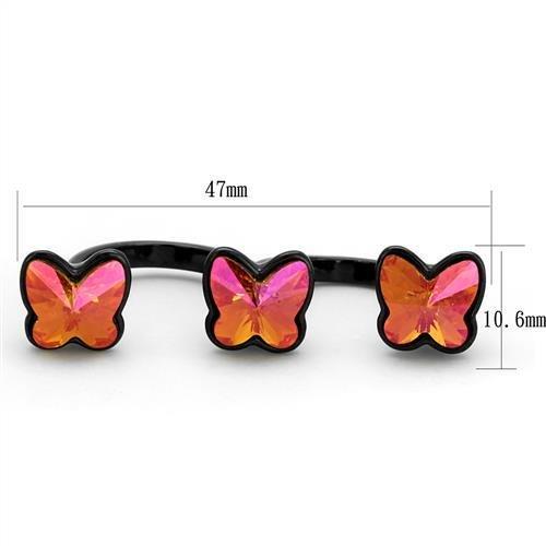 TK2102 - IP Black(Ion Plating) Stainless Steel Ring with Top Grade Crystal  in Rose-1