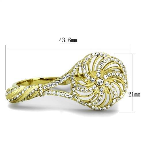 TK2107 - IP Gold(Ion Plating) Stainless Steel Ring with Top Grade Crystal  in Clear-1