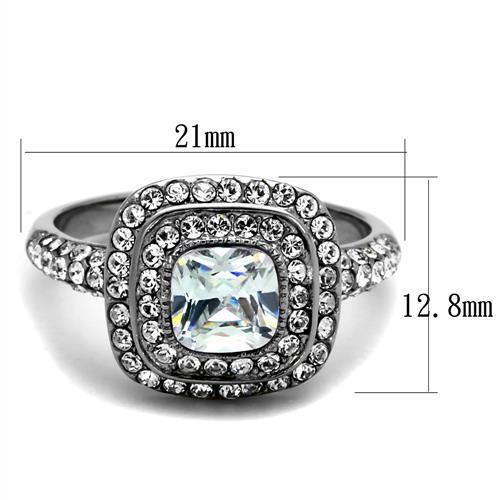TK2114 - High polished (no plating) Stainless Steel Ring with AAA Grade CZ  in Clear-1