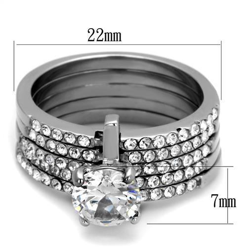 TK2120 - High polished (no plating) Stainless Steel Ring with AAA Grade CZ  in Clear-1