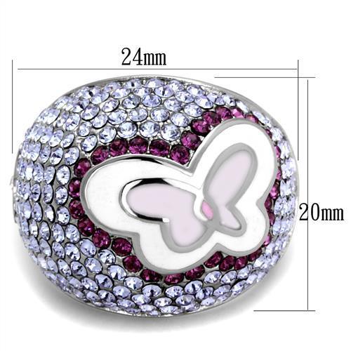 TK2125 - High polished (no plating) Stainless Steel Ring with Top Grade Crystal  in Multi Color-1
