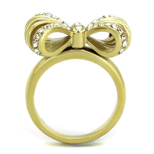 TK2128 - IP Gold(Ion Plating) Stainless Steel Ring with Top Grade Crystal  in Clear-2
