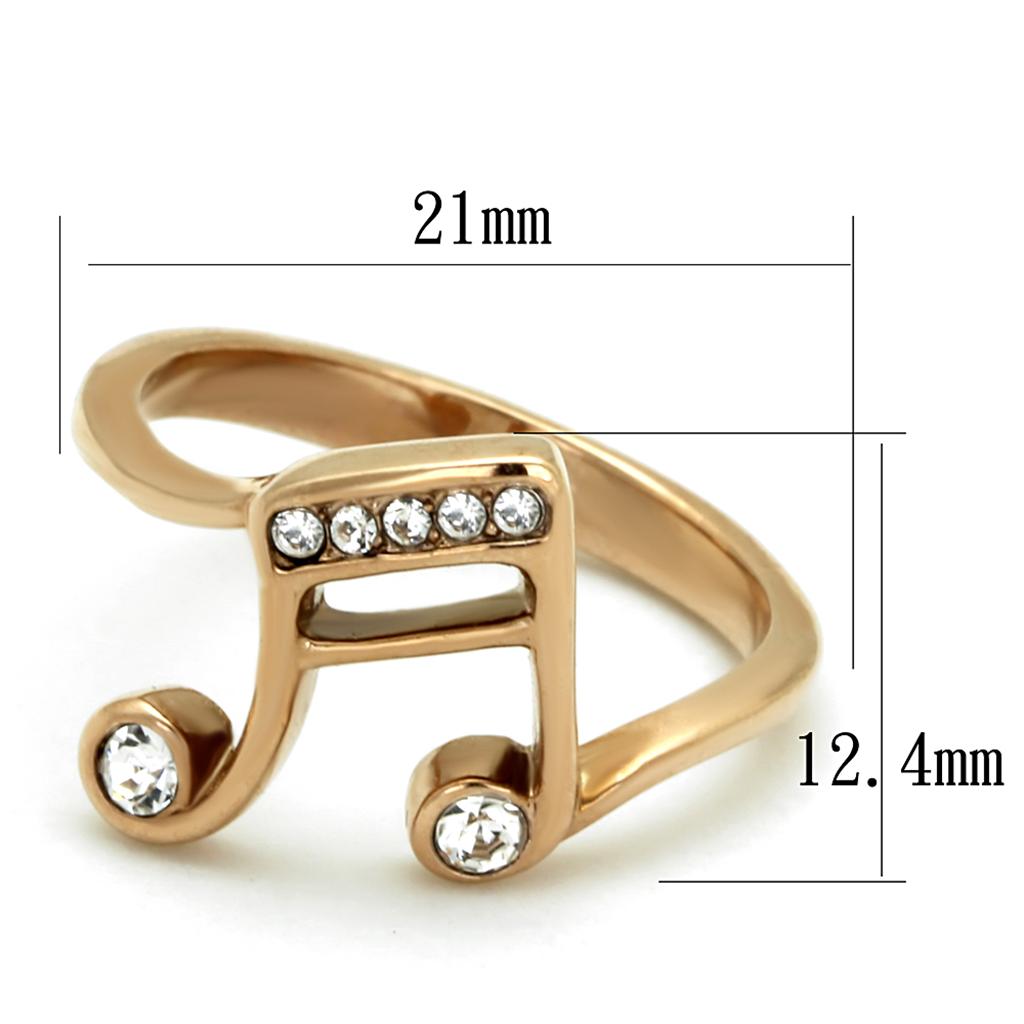 TK2130 - IP Rose Gold(Ion Plating) Stainless Steel Ring with Top Grade Crystal  in Clear-1