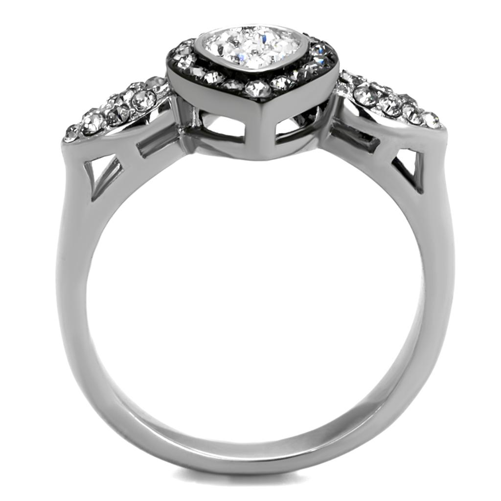 TK2136 - Two-Tone IP Black Stainless Steel Ring with Top Grade Crystal  in Black Diamond-2