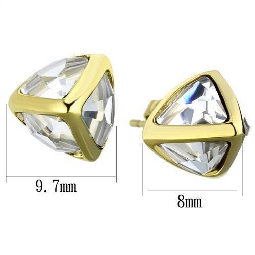 TK2148 - IP Gold(Ion Plating) Stainless Steel Earrings with Synthetic Synthetic Glass in Clear-1
