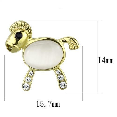 TK2152 - IP Gold(Ion Plating) Stainless Steel Earrings with Synthetic Cat Eye in White-1