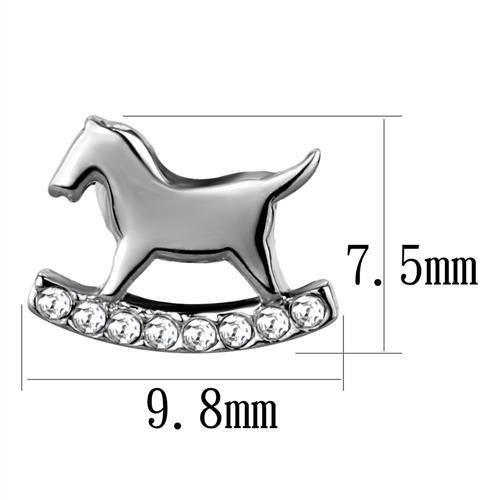 TK2153 - High polished (no plating) Stainless Steel Earrings with Top Grade Crystal  in Clear-1