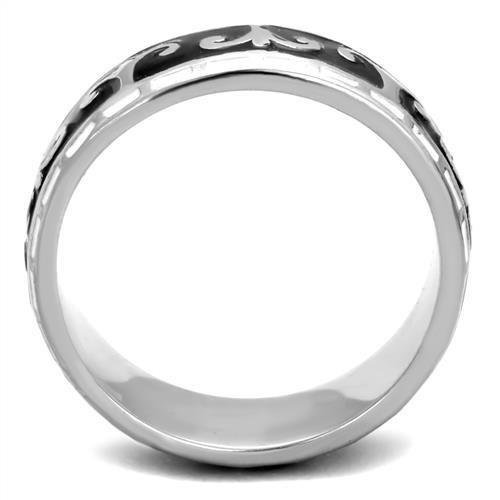 TK2154 - High polished (no plating) Stainless Steel Ring with Epoxy  in Jet-2