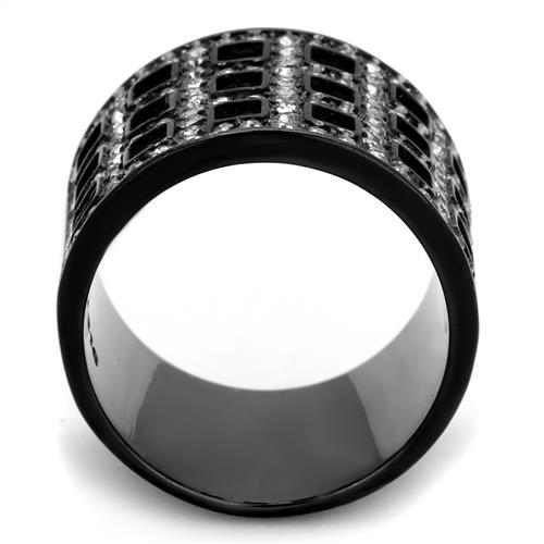 TK2155 - IP Black(Ion Plating) Stainless Steel Ring with Top Grade Crystal  in Black Diamond-2