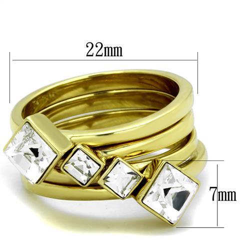 TK2158 - IP Gold(Ion Plating) Stainless Steel Ring with Top Grade Crystal  in Clear-1