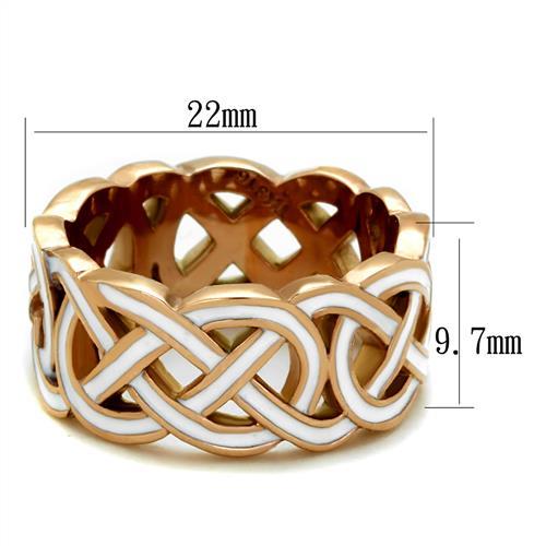 TK2159 - IP Rose Gold(Ion Plating) Stainless Steel Ring with Epoxy  in White-1