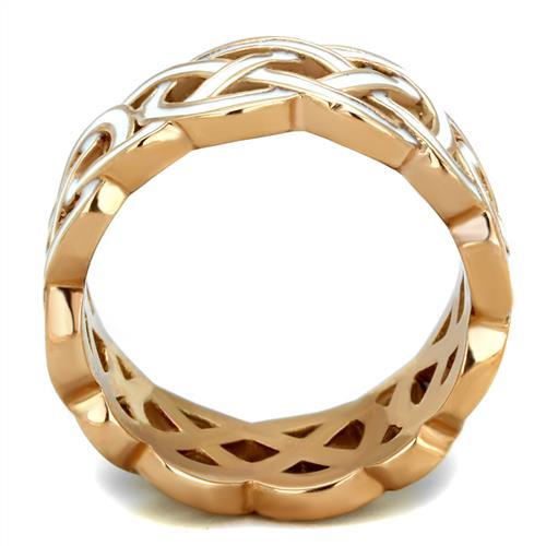 TK2159 - IP Rose Gold(Ion Plating) Stainless Steel Ring with Epoxy  in White-2