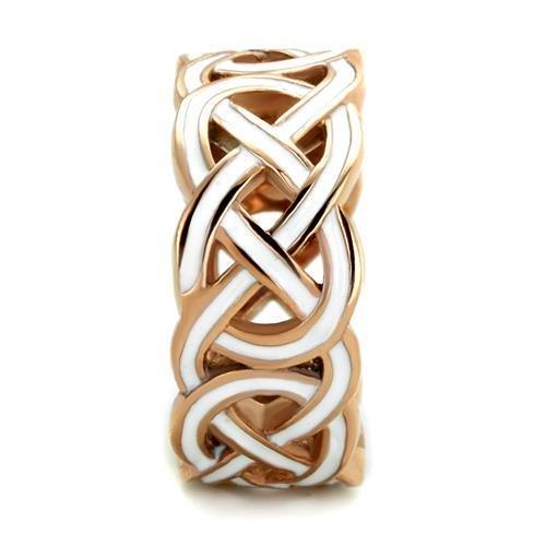 TK2159 - IP Rose Gold(Ion Plating) Stainless Steel Ring with Epoxy  in White-3