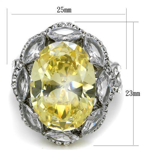 TK2162 - High polished (no plating) Stainless Steel Ring with AAA Grade CZ  in Citrine Yellow-1