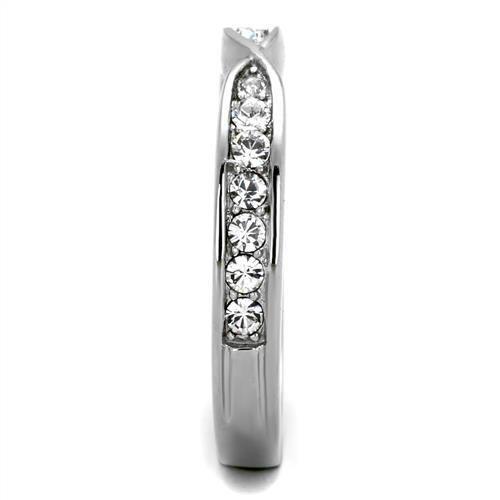 TK2163 - High polished (no plating) Stainless Steel Ring with Top Grade Crystal  in Clear-3