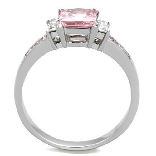 TK2169 - High polished (no plating) Stainless Steel Ring with AAA Grade CZ  in Rose-2
