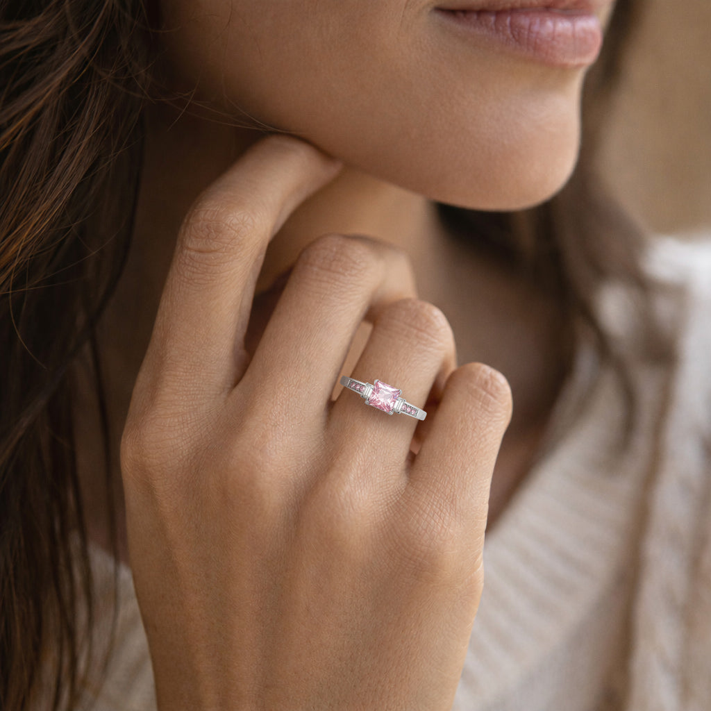 TK2169 - High polished (no plating) Stainless Steel Ring with AAA Grade CZ  in Rose-4