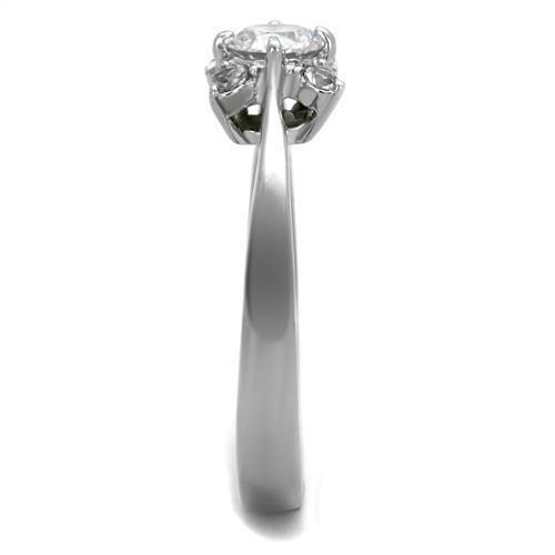 TK2172 - High polished (no plating) Stainless Steel Ring with AAA Grade CZ  in Clear-3