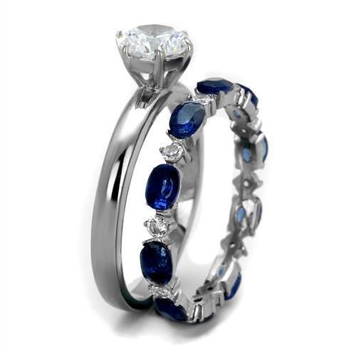 TK2175 - High polished (no plating) Stainless Steel Ring with AAA Grade CZ  in Clear-3