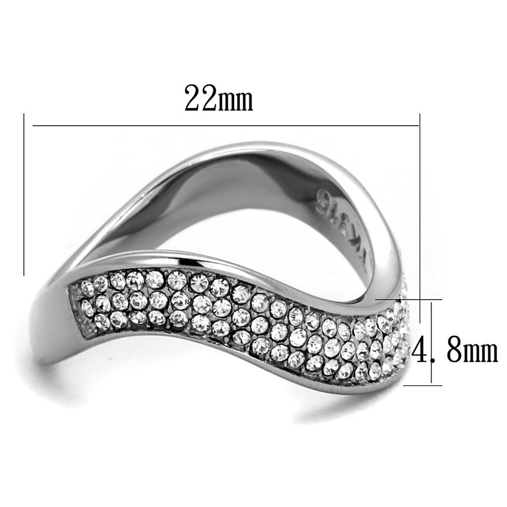 TK2181 - High polished (no plating) Stainless Steel Ring with Top Grade Crystal  in Clear-1