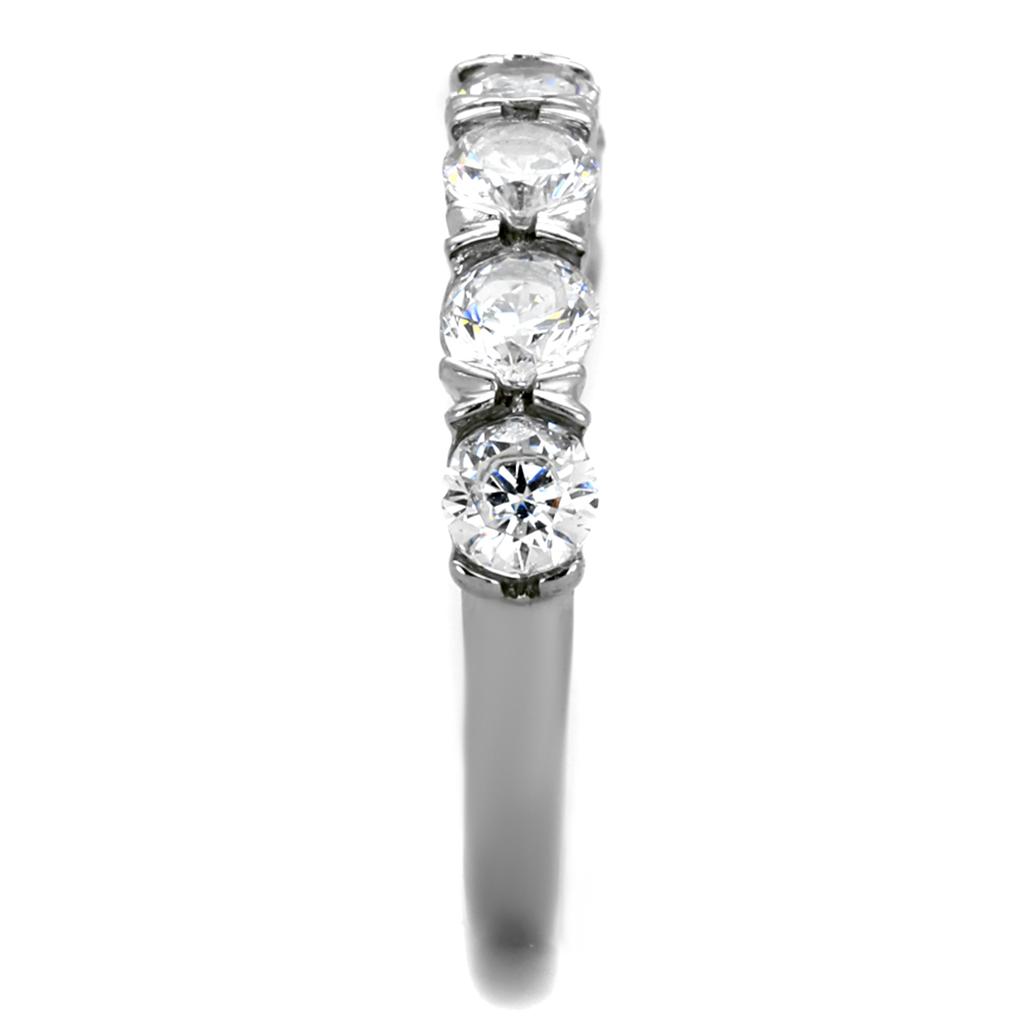 TK2182 - High polished (no plating) Stainless Steel Ring with AAA Grade CZ  in Clear-3