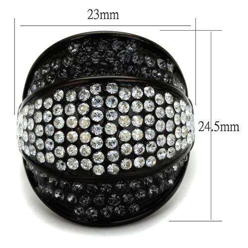 TK2200 - IP Black(Ion Plating) Stainless Steel Ring with Top Grade Crystal  in Multi Color-1