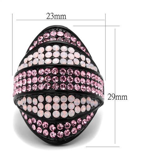 TK2201 - IP Black(Ion Plating) Stainless Steel Ring with Top Grade Crystal  in Multi Color-1