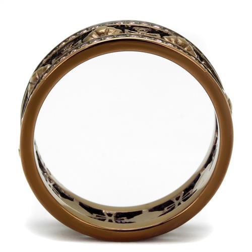 TK2204LC - IP Coffee light Stainless Steel Ring with Top Grade Crystal  in Light Rose-2